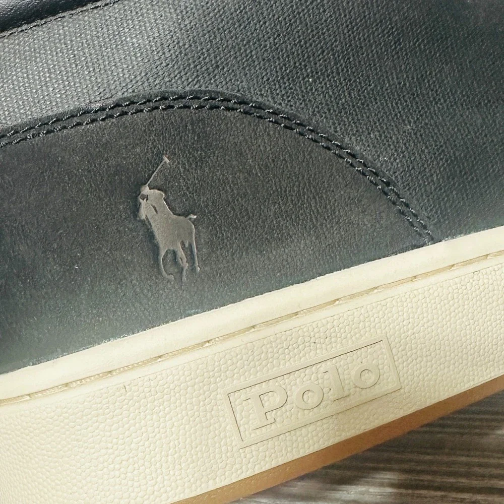 Polo Ralph Lauren Sneaker Boot Mens 14 Black Solid Mid‎ Top Modern Sneaker Boot